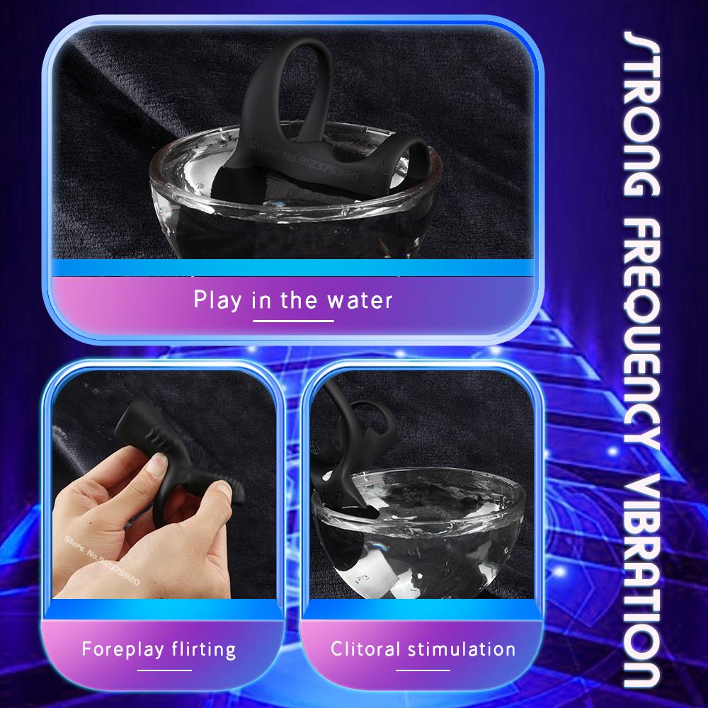 Vibrator Penis Ring Adult Men Delay Ejaculation Cock Chastity Cage Penisring Enlargement For Male Dick Sleeve Couple Sex Toy