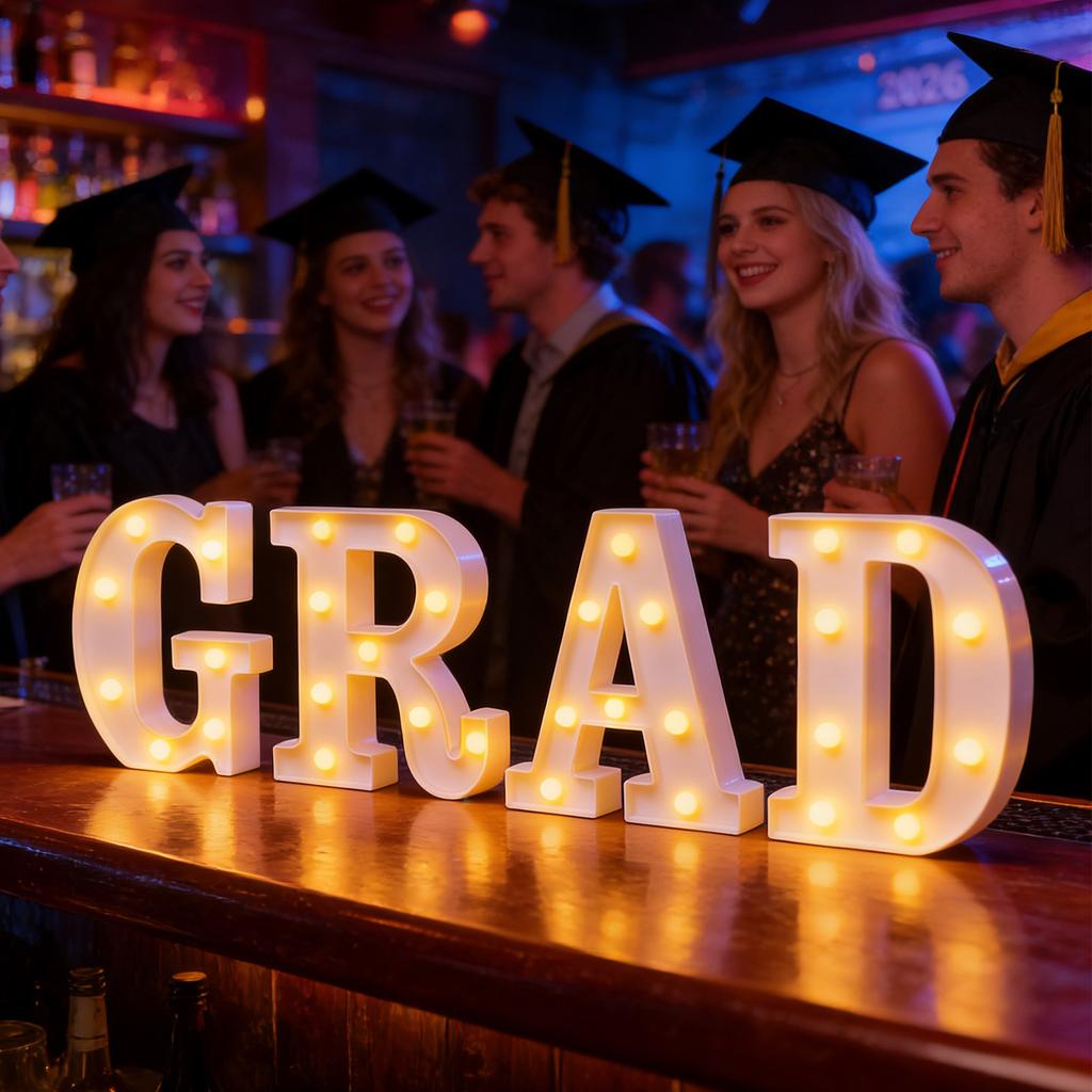 PROM 2026 Graduation Decor: 8 LED Light-Up Letters, Graduation Decorations For The Class Of 2026; Ideal For Preschool, High School, And College