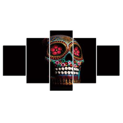 5 sztuk cukrowa czaszka meksyk klejnot płótno dekoracje ścienne z obrazami 5 sztuk zdjęcia obrazy plakat HD drukuj 5 paneli abstrakcyjnych