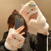 Lovely Cat Cartoon Flip Plush Gloves Warm Cold Student Gloves Women Winter Outdoor Soft Thickened Half Finger Touchscreen Gloves