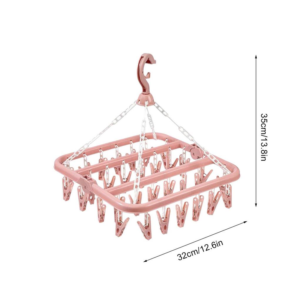 Swivel Clothes Hanger Drying Rack With 32 Clips Sock Dryer Underwear Clips Clothes Dryer Rack Lingerie Hangers For Socks Bras