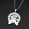 Hollow Horses Head Horseshoe Pendant Necklace for Men Women Stainless Steel Gold Silver Color Animal Chain Horse Lucky Jewelry