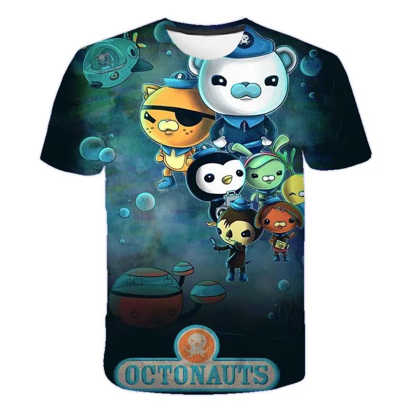 Kidss Fashion 3D The Octonauts Printed Short-Sleeved Tops For Boys Girls Summer Short-Sleeved High-Quality Children's Clothes