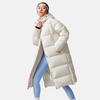 Li Ning Fitness Series Sports Leisure Loose Hooded Cold Resistant Warm Outdoor Long Down Jacket Women Outerwear Champagne-White AYMU110-1