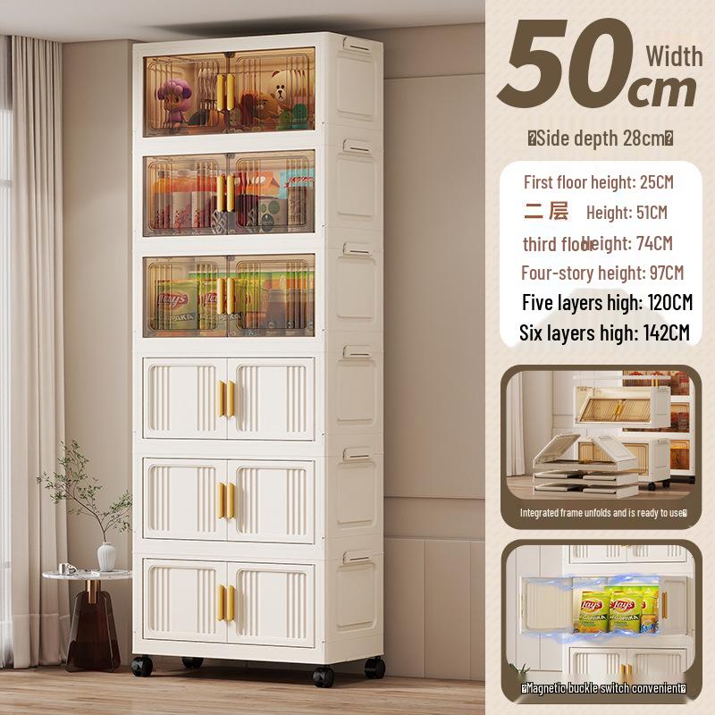 Portable Multi-Layer Folding Storage Cabinet for Kitchen and Living Room