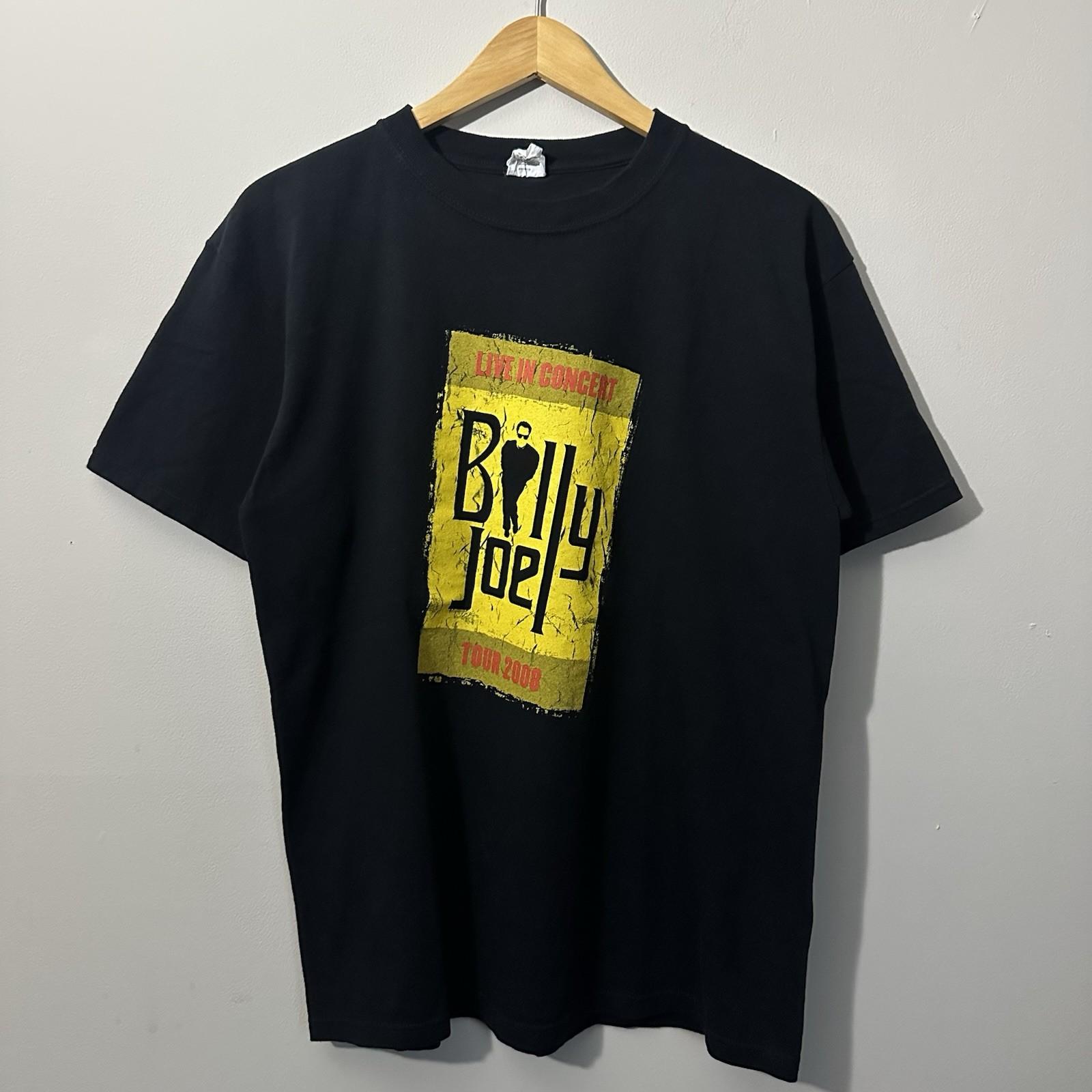 Billy Joel Live In Concert 2008 Tour T  Size Large Black Anvil Double Sided Unisex T-Shirt XXXL