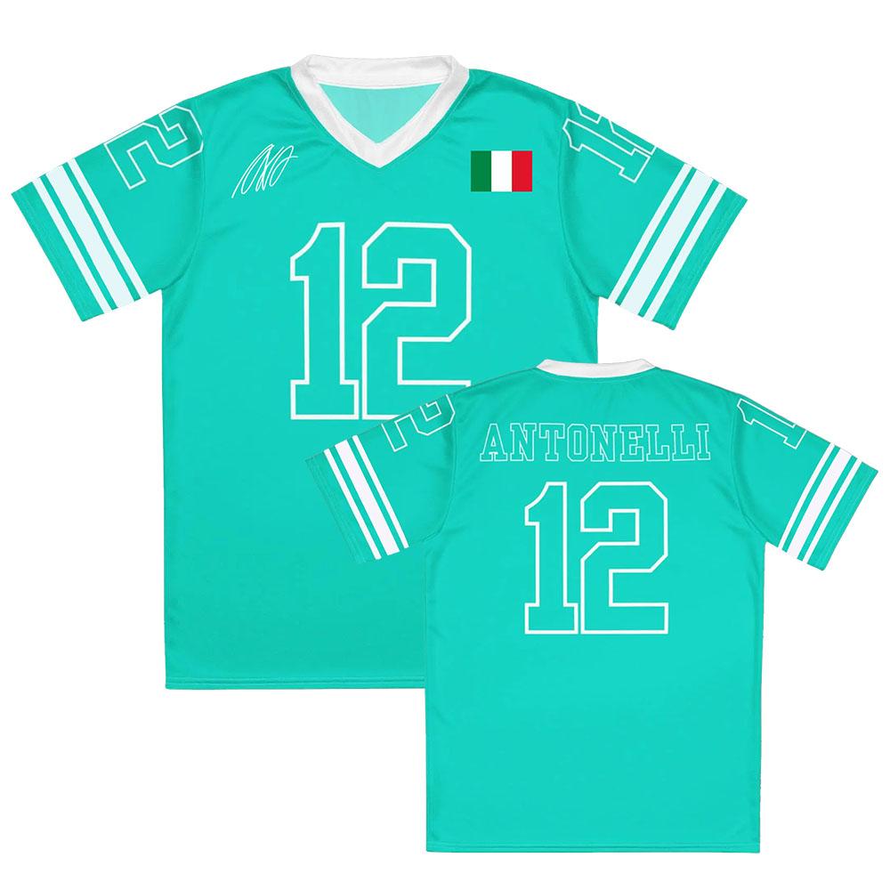 Kimi No.12 Antonelli Racing Driver Jersey Unisex Streetwear V-neck Short Sleeve Loose Male T-shirt Number 12 Design Print Tees