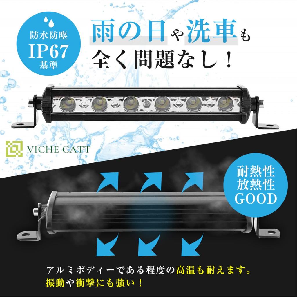 VICHE CATT LED Work Lights, Set of 2, Fog Lamps, Roof Lights, Light Bars, Waterproof, 12V/24V, Work Lights (White)