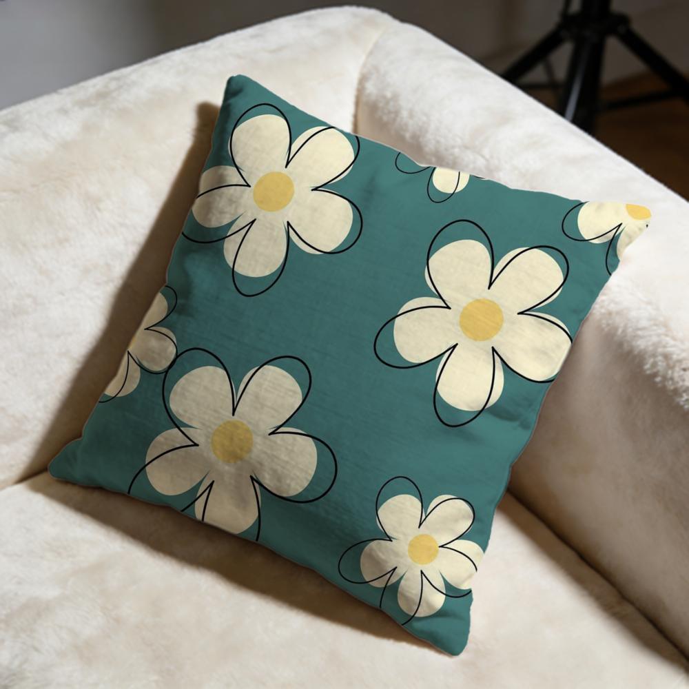 Line Flowers Cushion Cover Soft Decorative Pillow Case Suitable for Bedroom Sofa Car Travel Use