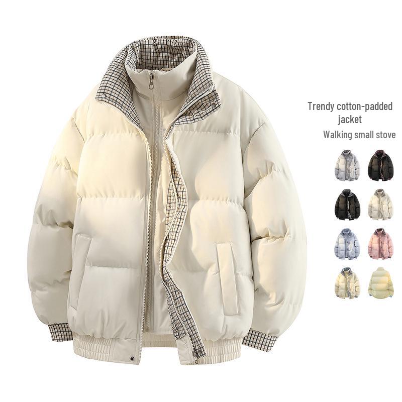 Men's 2025 Winter Korean-Style Thickened Cotton Jacket - Faux Two-Piece Design, Trendy and Warm.