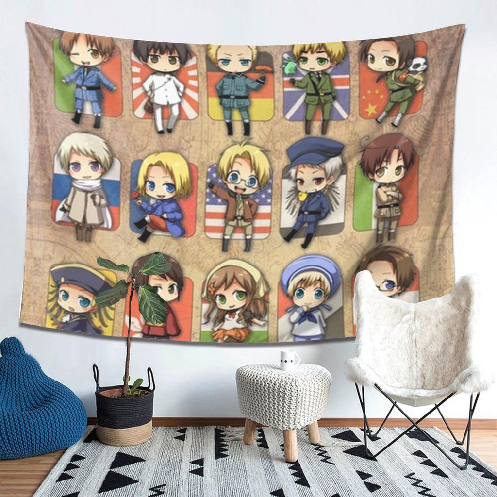 Hetalia Group Tapestry Wall Hanging Aesthetic Home Decoration Tapestries for Dorm Room