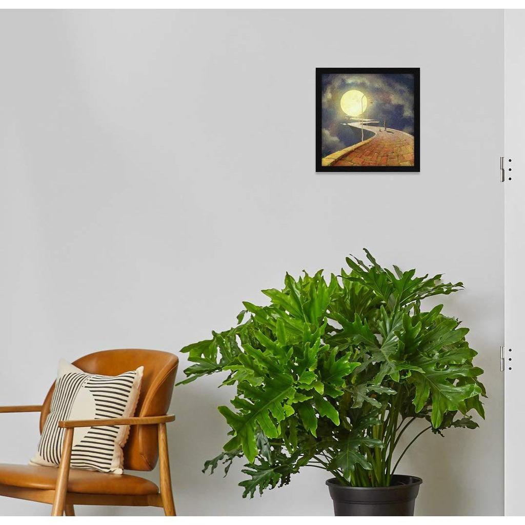 Paper Motivational Moon Wall Art Painting, Multicolor, Scenery, 13X13 In, Set of 1