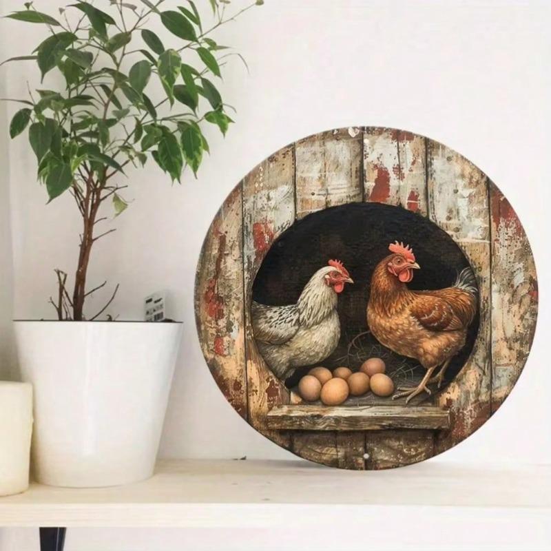 Vintage Metalowa Sztuka Ścienna Znak Jajka Kurczaka Wystrój Domku na Wsi Wiszący na Ścianie w Kuchni