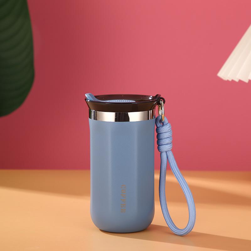 304 Stainless Steel Double-Layer Vacuum Thermos with Lanyard – Portable Outdoor Sports Coffee and Water Bottle