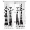 African Woman Ethnic Porcelain Sheer Curtain For Bedroom Tulle Voile Curtain For Kitchen Living Room Decor Window Treatment