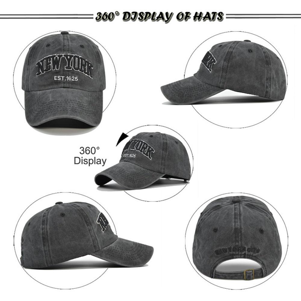 New Vintage New York Letter Embroidered Cotton Baseball Cap Adjustable Four Seasons Sunshade Sun Washed Hat Snapback Trucker Hat