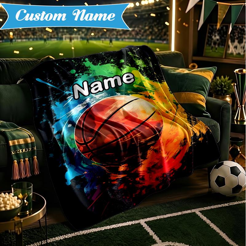 Custom Name Basketball Blanket Lightweight Ideal Bedding Blanket Perfect for Travel, Camping, Living Rooms, Sofas, Christmas gift