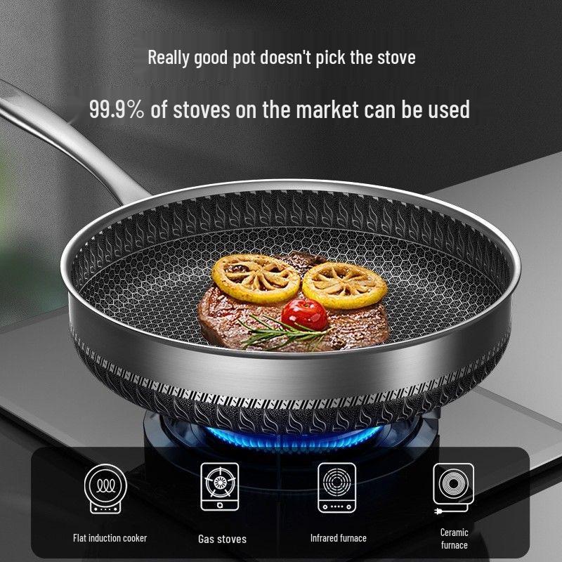 Honeycomb 316 Stainless Steel Non-Stick Frying Pan for Steaks and Pancakes