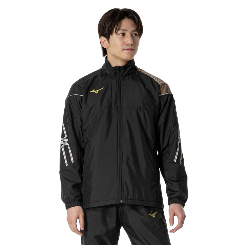 Mizuno Breath Thermo Training Warmer Jacket with and Windproof Black x Size L MC-LINE Moisture-Wicking, Heat-Generating, Water-Repellent, Lining,
