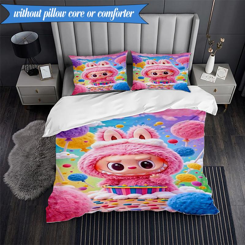 Fantasy Labu-bu Unicorn Journey Set Biancheria da Letto 3 Pezzi Gruppo Musicale K-pop, Ideale per Camera da Letto, Dormitorio, Include Copripiumino e 2 Federe, Regali per Fan