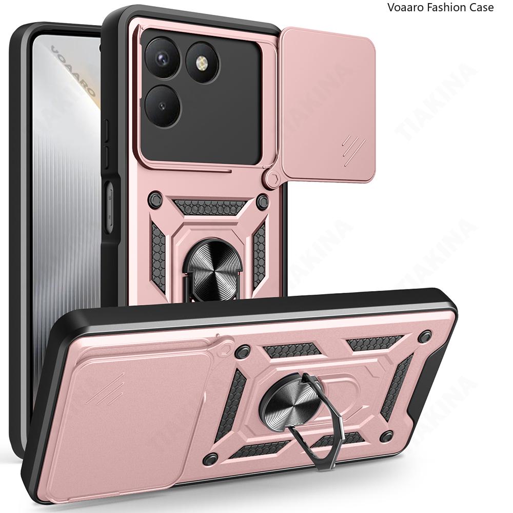 Slide Lens Armor Funda for Tecno Pova 7 4G Case for Tecno Pova7 4G Case Magnetic Ring Stand Holder Cover Shockproof Capa