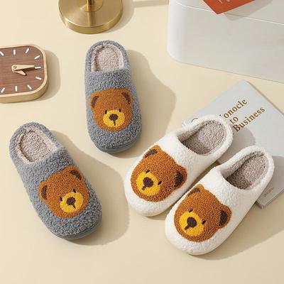 New Comfortable Home Bear Head Cute Warm Winter Cotton Slippers Couple Men and Women Thick-soled Soft-soled Cartoon Cotton Shoes
