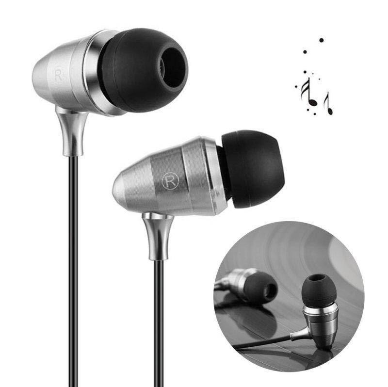 Headphones Silver Wired Outdoor Sports Metal Material Earphone Fashion Gift
