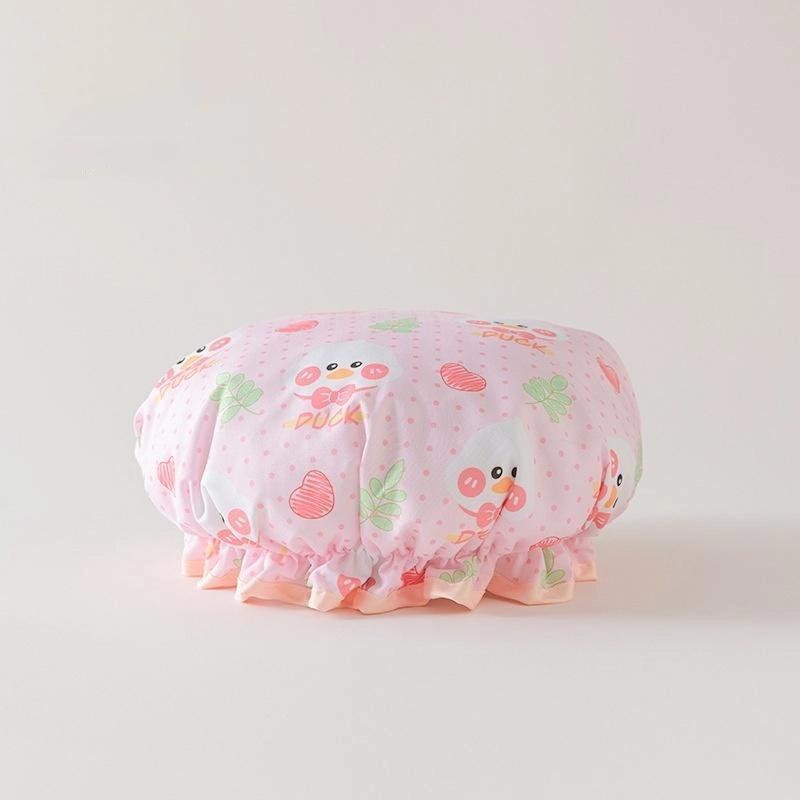 

Double-Layer Shower Cap Waterproof Thickened Oil Fume Bath Hat Women Spa Hair Salon Shower Cap Bathroom Accessories