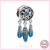 New 925 Sterling Silver Dream Catcher Dangle Charm Heart Shaped Bead For Original Pendant Bracelet Dreamcatcher Jewelry