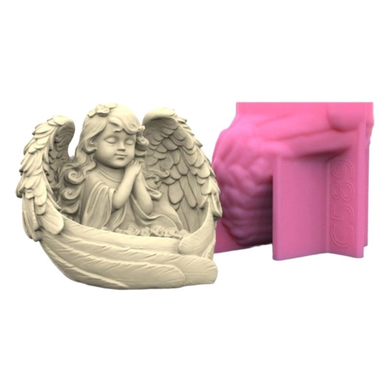 Silicone  Candle Holder Moulds Angel Girl Shaped Silicone Candle Stand Moulds Perfect Gift for  Crafts Enthusiasts