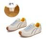 Leather Low Saturation Moral Training Shoes 2026 Spring Flat White Shoes Color Matching Casual Sports Shoes