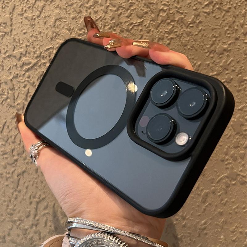 Fargeramme, klart akrylmagnetisk telefondeksel til iPhone 16 Pro Max, 15 14 Pro 11 13 12 11, for Magsafe, støtsikker linsebeskyttelse, gjennomsiktig TPU-deksel