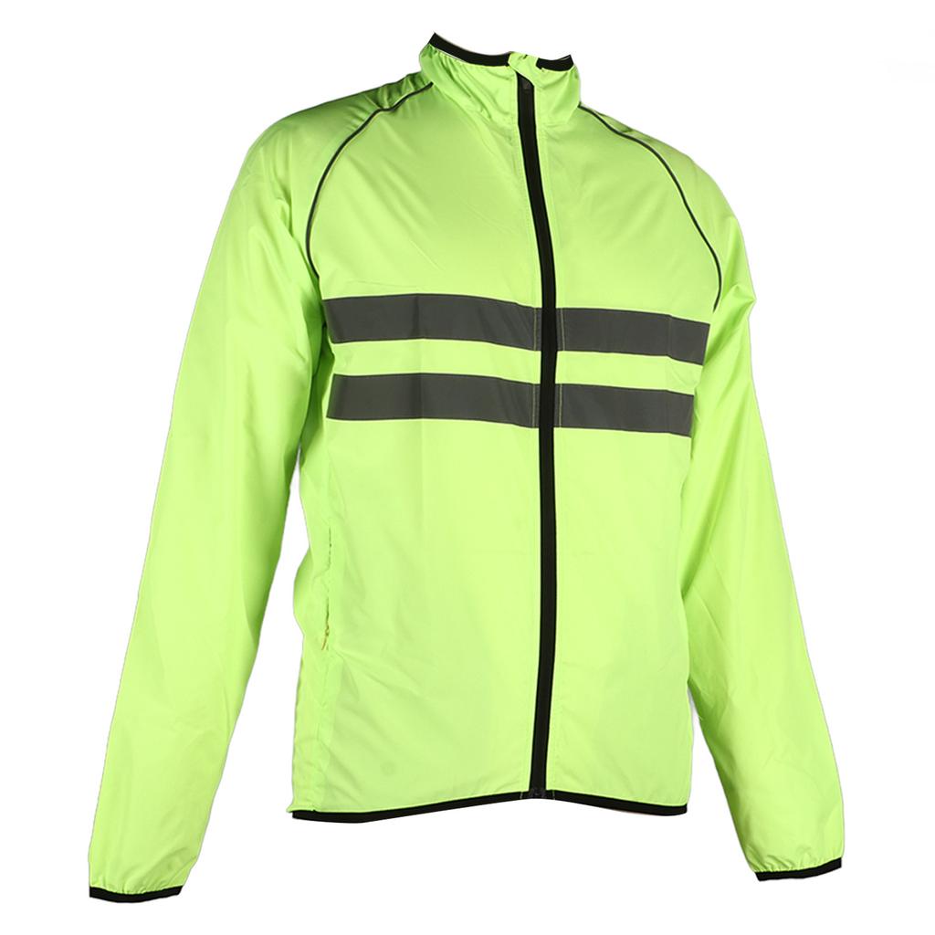 Reflective Jacket Breathable Cycling Coat Long Sleeves Polyester with Pockets for Outdoor L