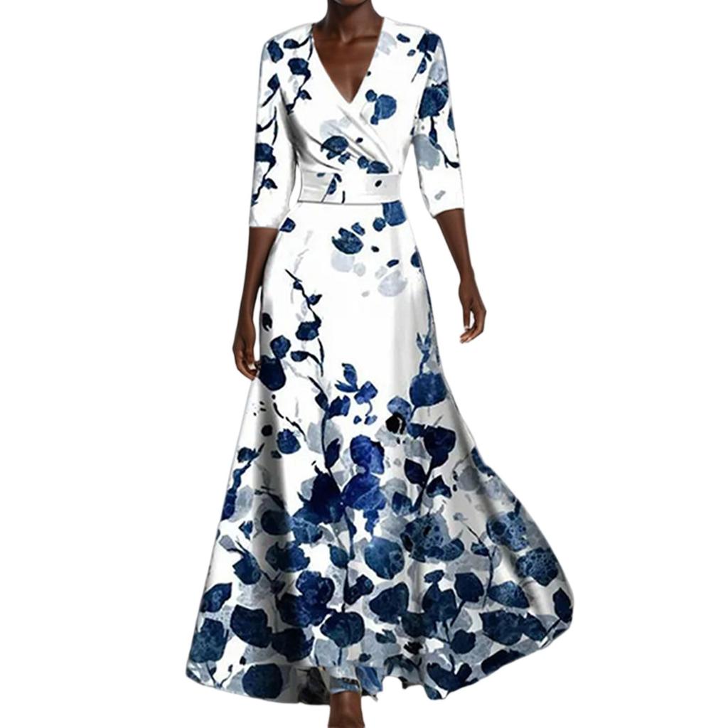 Women's Fashion Five Points Sleeve Shirt Dresses Holiday Dress Long Dress