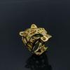 Kajia V Gold Green-Eyed Leopard Ring - Exaggerated 3D Unisex Index Finger Statement Piece