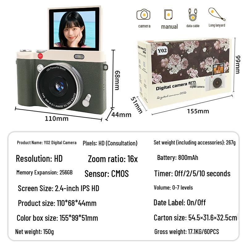 Compact Flip-Screen HD DSLR Camera with Zoom for Students