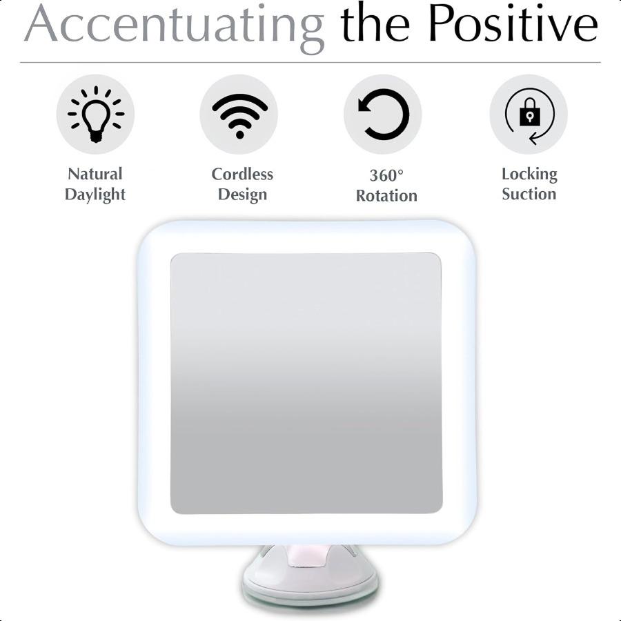 10X Magnifying Lighted Makeup Mirror Daylight LED Vanity Mirror Compact Cordl Locking Suction 6.5 Wide 360 Rotation Portable Il
