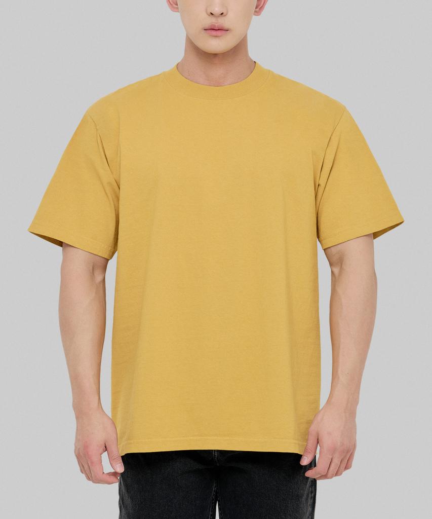 Shakawear 7.5Oz Garment-Dyed Plain Oversized Short Sleeve T-Shirt_Mustard