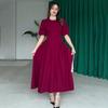 2025 Summer Puff Sleeve Tie-Up Dress: Cute & Versatile Solid Color for Women