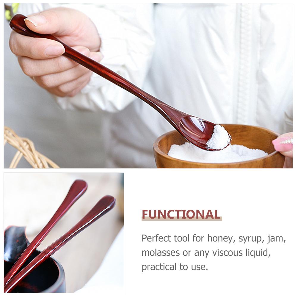 2 Pcs Mixing Spoon Tea Scoop Wood Soup Spoons Bowls with Coffee Honey Stirrer Stirring Ice Cream Wooden Scoops