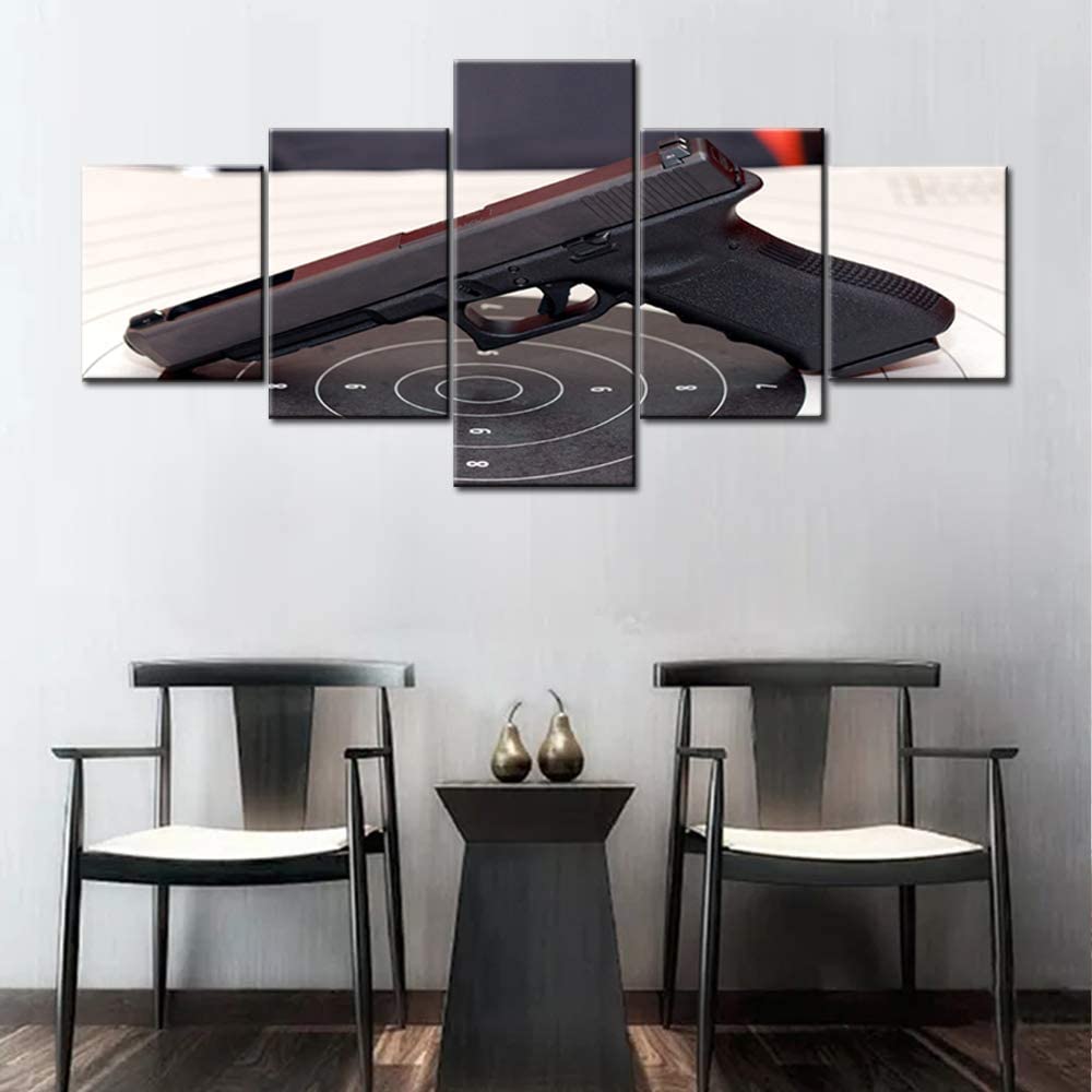 

Без рамки пистолеты на мишени черно-белые 5 шт. настенные художественные принты холст постеры картины для гостиной домашний декор фотографии