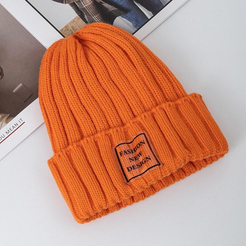 Nuevos sombreros de invierno para mujer, gorro cálido Kpop Steeetwear, gorro para mujer, etiqueta transparente informal, sombreros tejidos de invierno