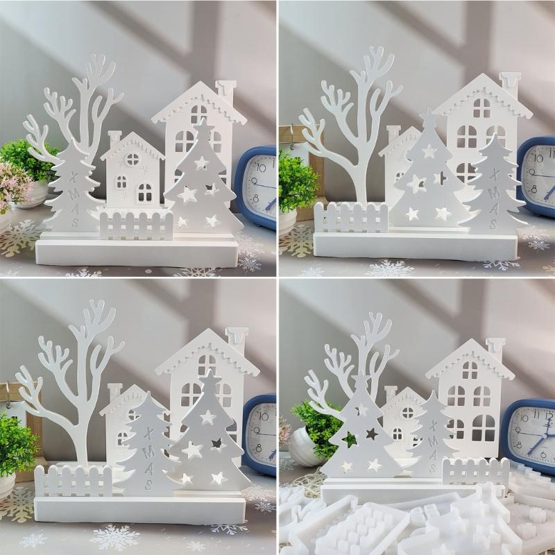 6Pcs Christmas Theme Candle Holder Molds for Candle Holder Plaster Decoration Christmas Decoration Chocolates, Fondant