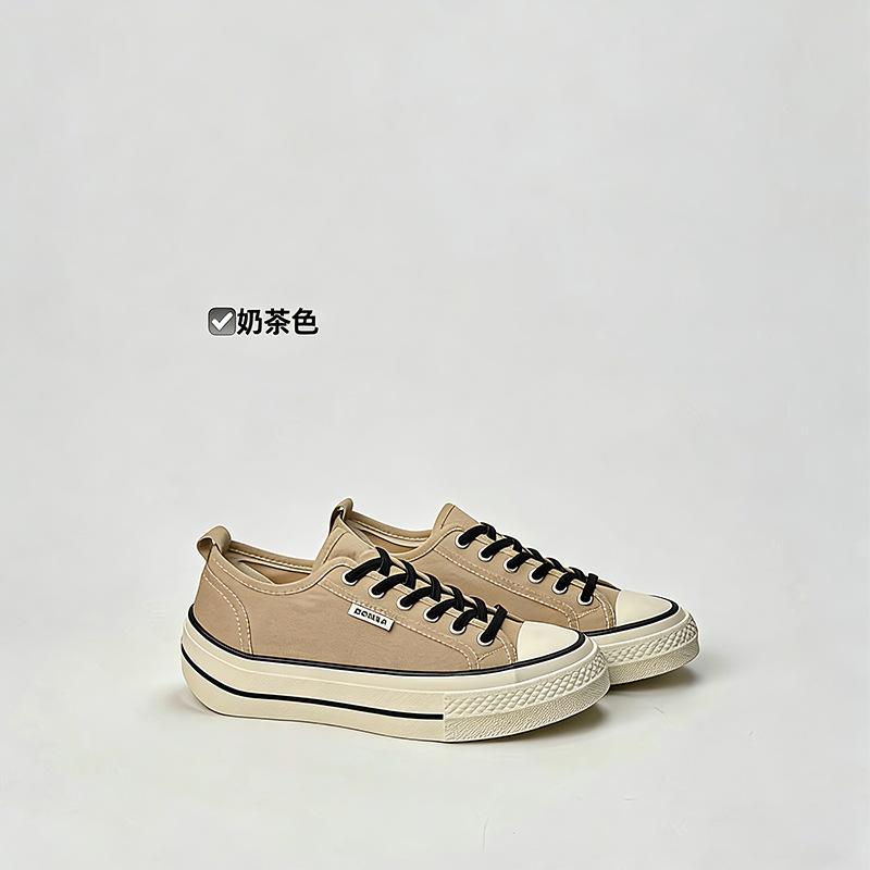 Popular canvas shoes spring and summer sheepskin pad breathable thick sole heightening women's shoes casual versatile lazy board shoes