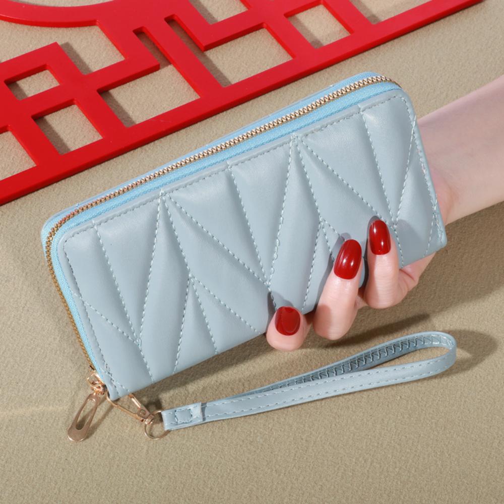 New Korean-style cute pu long coin purse, large-capacity ladies' multi-kara chain hand-held phone bag