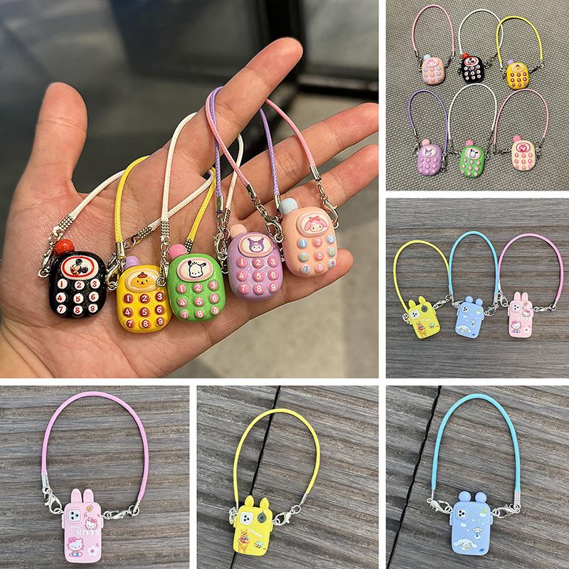 Sanrio Mini Diy Mobile Phone Dollhouse Pendant Dress Up Plush Toy For Labubu Doll Accessories Dollhouse Hanging Neck Accessories