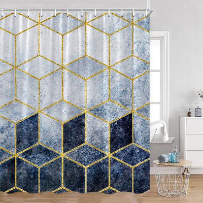 Marble Pattern Bath Curtain Polyester Shower Curtains Geometric Bath Screen Printed Curtain Home Decorations For Bathroom Gift