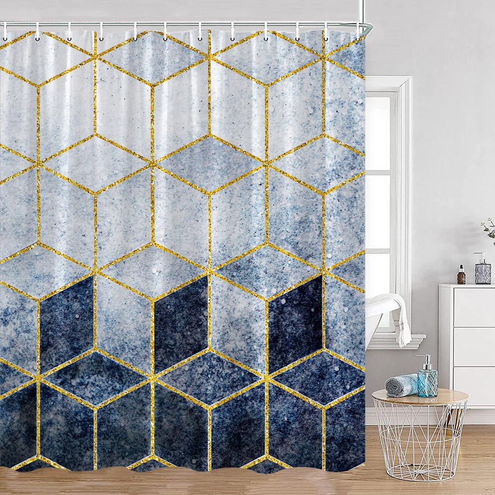 

Marble Pattern Bath Curtain Polyester Shower Curtains Geometric Bath Screen Printed Curtain Home Decorations for Bathroom Gift 90x180cm-35x70in