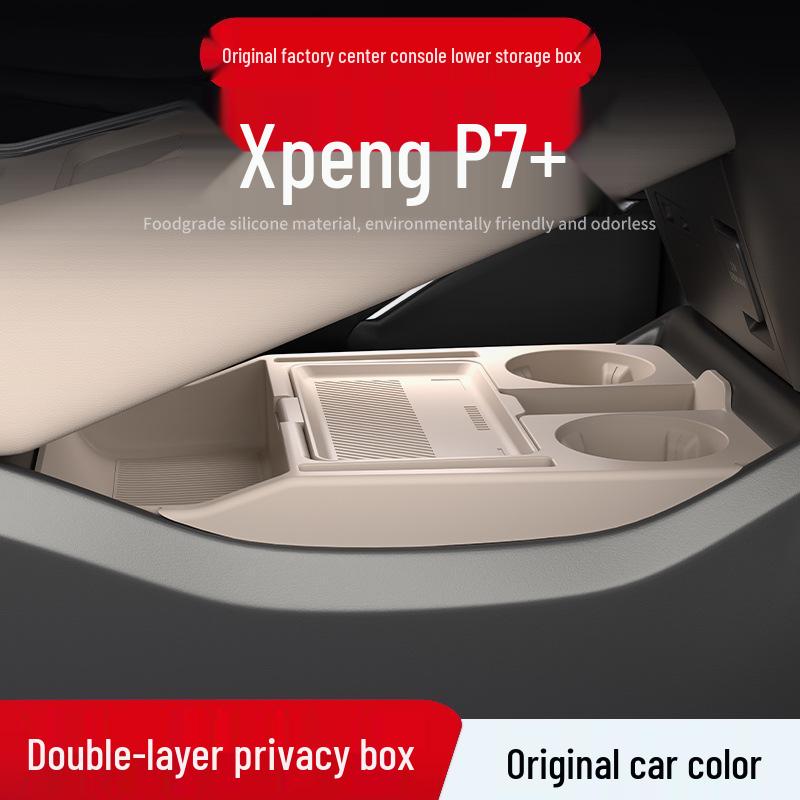 Compatible with 25 Xiaopeng P7+ Models: Center Console Lower Storage Box and Glasses Organizer Accessories.