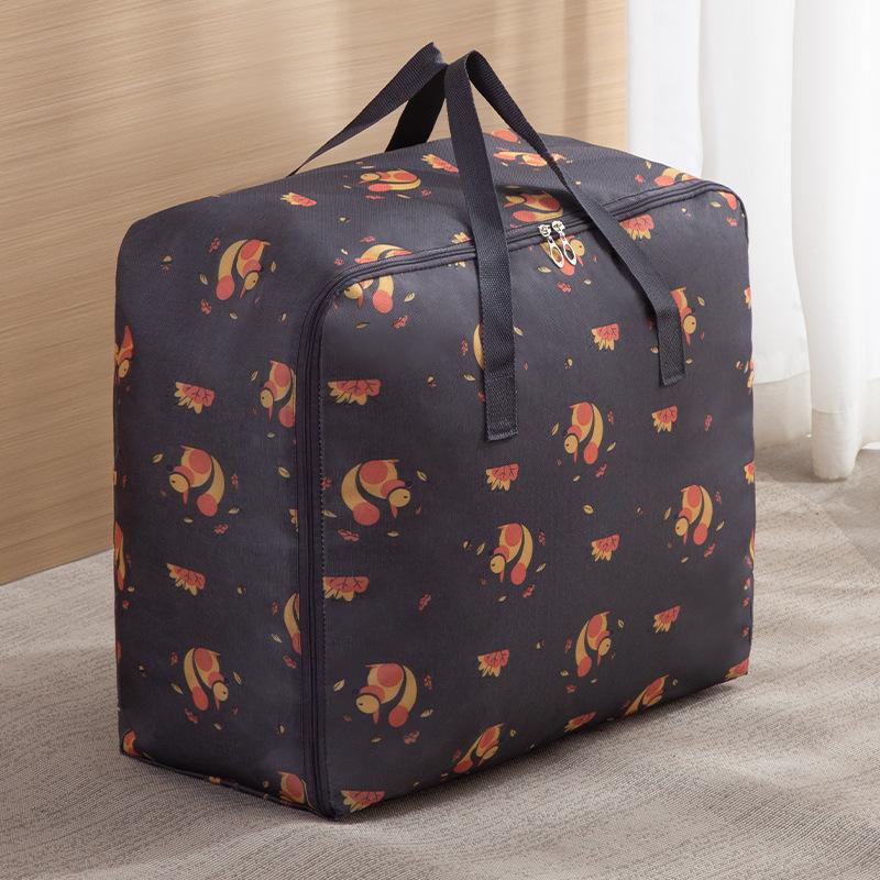 Foldable Quilt Organizer Storage Bag with Zipper Closet Clothes Luggage Moisture-Proof  Bag New Brown Leaf Squirrel Pattern Cotton Quilt Storage Bag